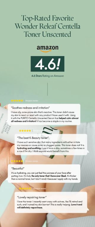 PURITO SEOUL Wonder Releaf Centella Toner Unscented 200 ml – Calming & Hydrating Toner for Sensitive Skin