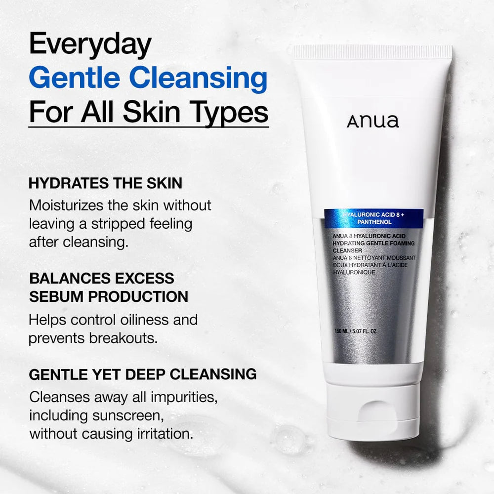 Anua 8 Hyaluronic Acid Hydrating Gentle Foaming Cleanser