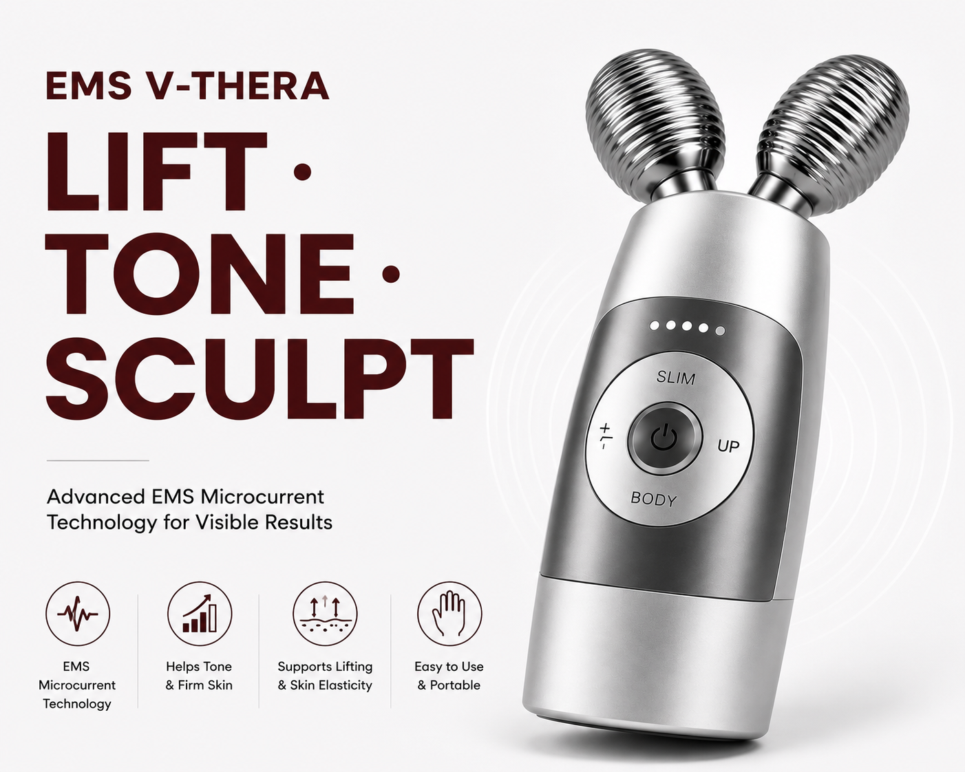 EMS V-THERA Microcurrent Face & Body Sculpting Device | Lift, Tone & Firm Skin