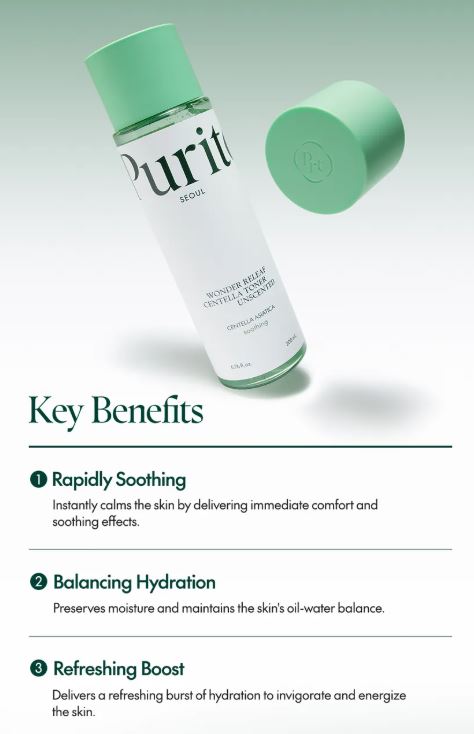 PURITO SEOUL Wonder Releaf Centella Toner Unscented 200 ml – Calming & Hydrating Toner for Sensitive Skin